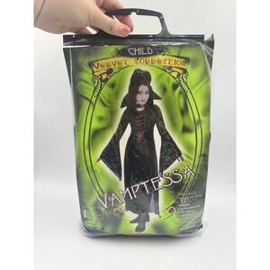 Child Elegant Coffin Vampires Gown & Collar Velvet Collection Size 4-14